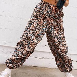 Free People Zebra Print Pants - Black and Tan